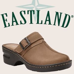 EASTLAND Hand-Stiched Genuine Suede Strap & Buckle Mae Clogs NWT/11M